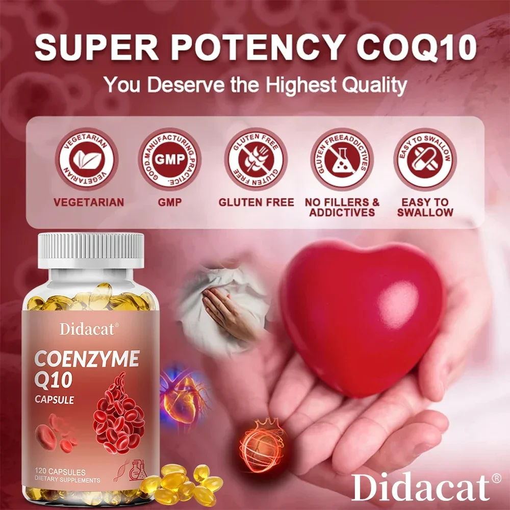 Highly Absorbable Coenzyme Q10 Capsules for Cardiovascular Health, Men and Women Supplement COQ10 Blood Sugar Health