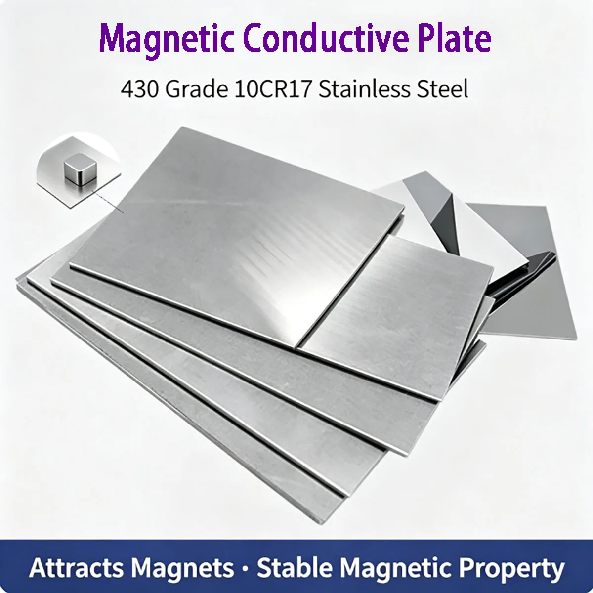 430 Magnetic Stainless Steel Plate 10Cr17, Thickness 0.5‑3mm Metal Sheet for Industrial Processing Magnetic Hardware Fabrication
