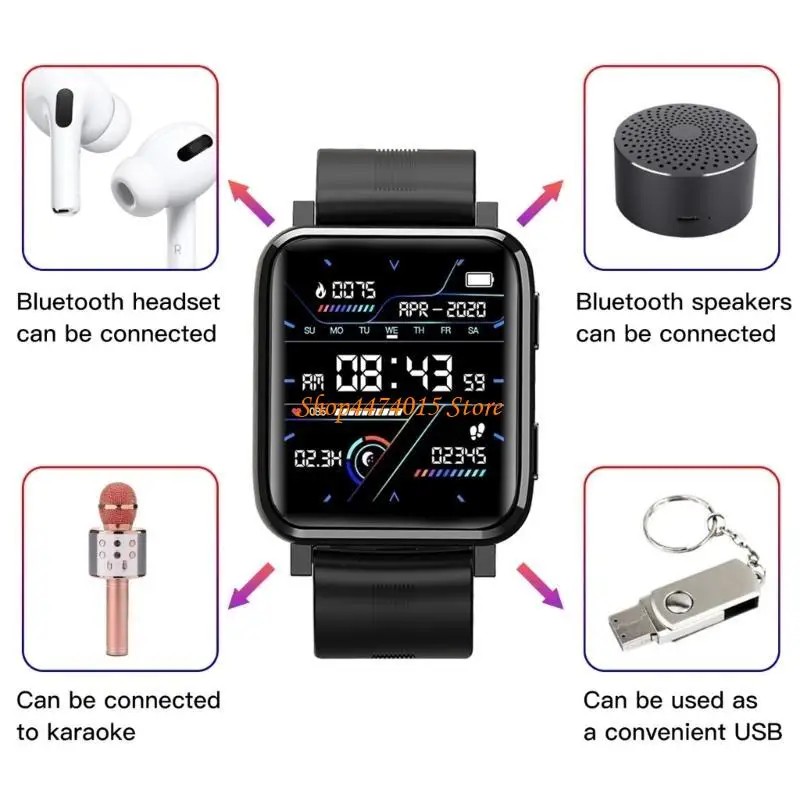 K1AA F30 1,54 "Экранные часы Умные часы поддержка сердечного рисунка Мониторинг сна водонепроницаемые запястье браслет для и