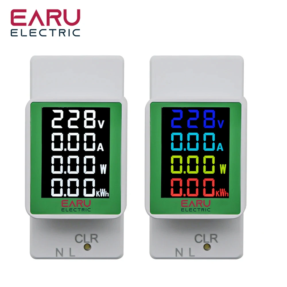 Medidor do Monitor da Energia Elétrica Digital Voltímetro Amperímetro Voltímetro Trilho do Ruído 4in ca 110v 220v 100a Tensão Corrente Kwh Volt Amp Kwh