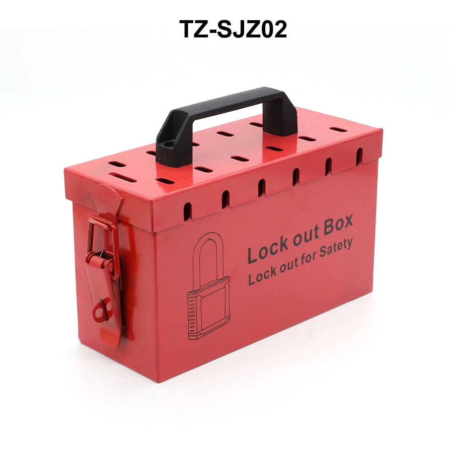 

Red Portable Steel Group Safety Lockout Box Kits Small Hand Lock Box Steel Plate Management Station Tagout Box