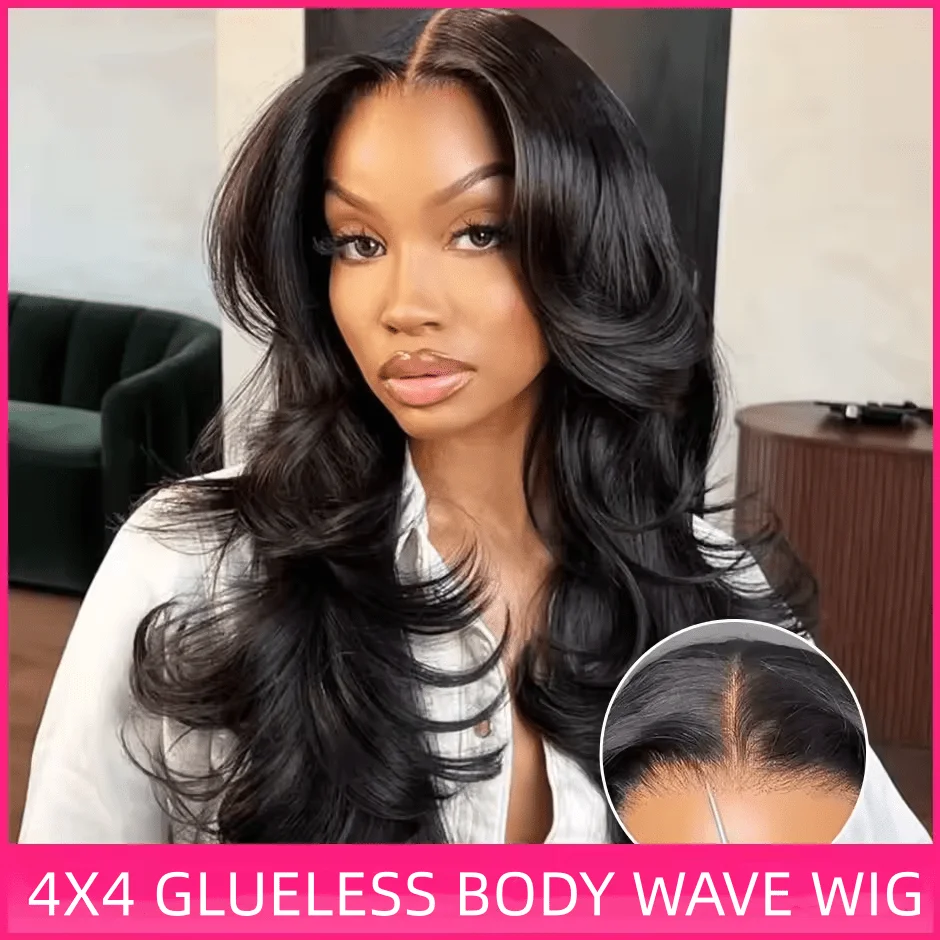 

Wear And Go Body Wave Human Hair Wigs Pre Plucked Pre Cut 4X4 Lace Closure Wigs Brazilian Hair Ready To Wear Wavy Wig For Women