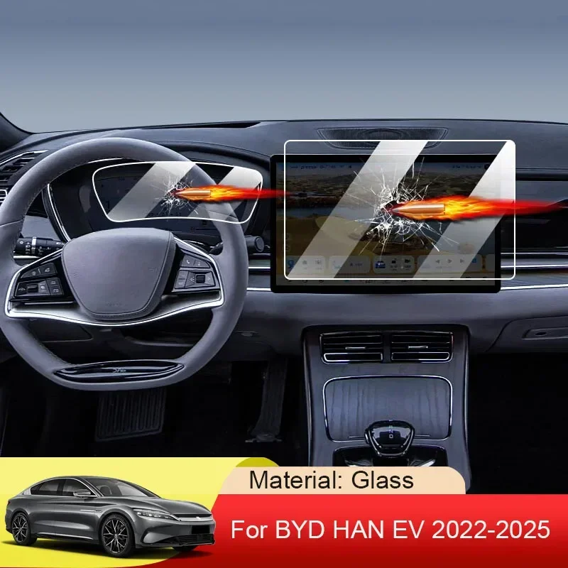 

12.8" 15.6" For BYD HAN EV 2022-2025 Car GPS Navigation Screen Protect Glass Film Dashboard Display Tempered Sticker Accessories