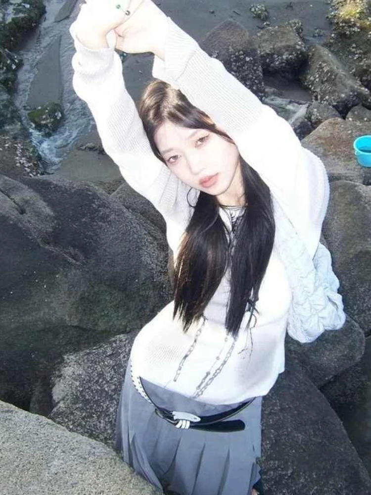 Y2k Vintage imprimé haut pour femme à manches longues t-shirts Streetwear coupe ajustée Slash cou sous-culture 2025 automne femme mode japonaise nouveau