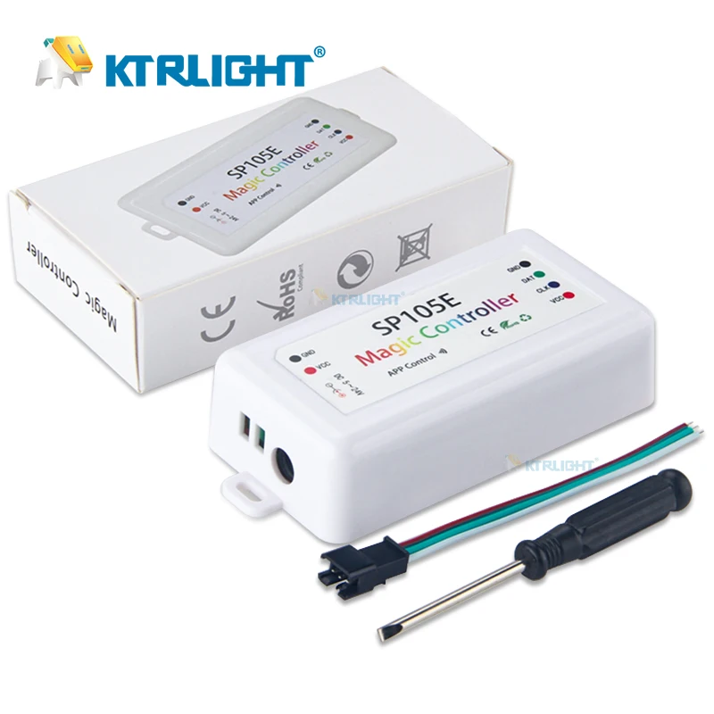 

Sp105E Magic Controller Bluetooth-совместимый DC5-24V 2048 пикселей для Ws2811 2812 2801 6803 Светодиодная лента Поддержка приложения Ios/Android