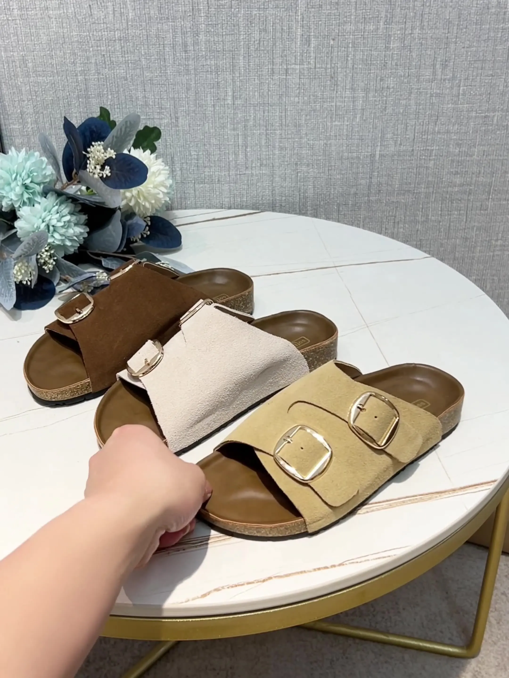 Women's Genuine Leather Shoes Slippers Flat Platform Low Slides Shale Female Beach Pantofle Summer Sabot 2024 Rome Rubber Hoof H