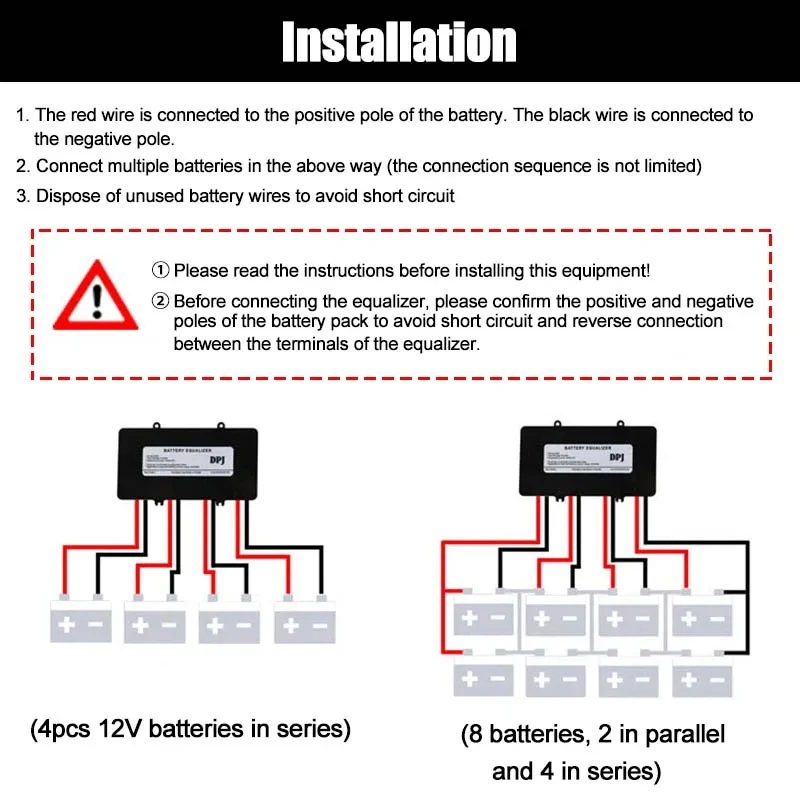 BMS Smart Battery Equalizer 48V 4 x 12V Battery Voltage Balancer for Gel Flood AGM Lead Acid Lithium Battery with LED Display