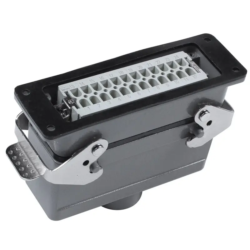 AB47-2X Rectangular H24B-He-024-1 Heavy Duty Connectors Power 24 Pin Cores Line 16A 500V Screw Feet Aviation Plug Socket