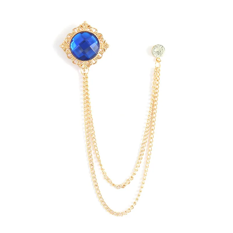 New Brooch Suit Accessories Men's Versatile Fashion Chain Brooch French Brooch Accessories Trend Diamonds