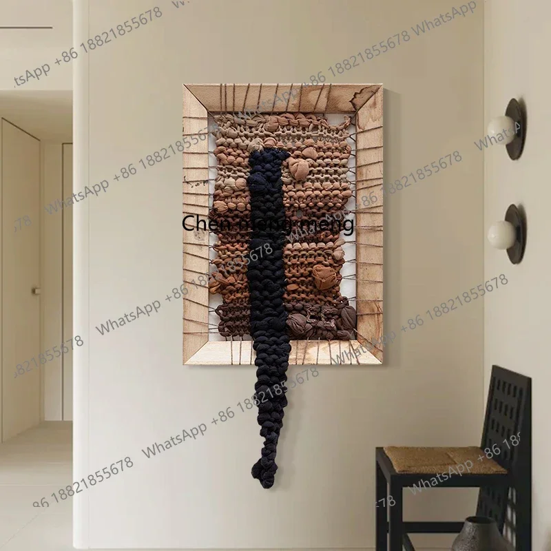 A74Wabi-sabi abstract handmade rope weaving decorative painting living room dining hall entrance high-end hanging painting