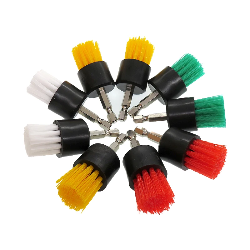Cleaning Brush Attachment Set 4 Pcs with Tapered and Flat Brush for Cordless Drill Tile Grout Drill Brush Set Drill Attachments