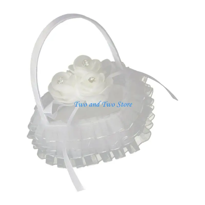 HX6F Portable Rings Holder Case Bride Proposal Accessories Lace Design Rings Pillow Box