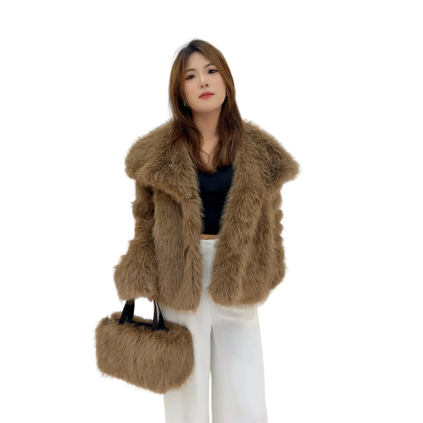 2026 Artificial Fluff Short Jacket, Artificial Fur, Solid Color Warm, Advanced Young Fashion Temperament, New Women