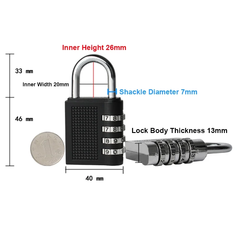 Password Padlock Anti-Theft Code Lock For Small Gym Cabinet Travel Luggage Suitcase