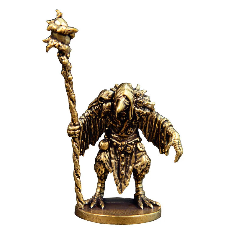 Wizard Figurines Vintage Brass Sorcerer-Bird Ornaments Mystic Mage Desktop Home Decorations Collector Crafts
