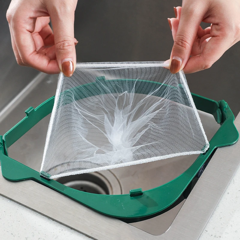 Multifunction Sink Filter Net Rack Triangular Towel Holder Leftovers Strainer Mesh Anti-Clogging Trash Hanging Bag Drain Device