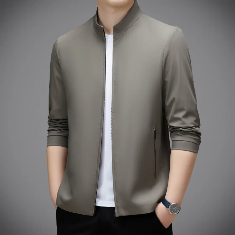 Men's Luxury Business Casual Classic Jackets Spring Autumn Thin Fashion Stand Collar Casual Solid Color Men Brand Coats