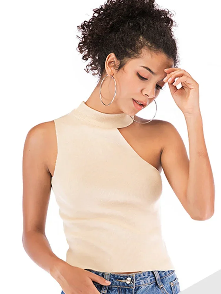 

Женская базовая эластичная майка 2026, женская летняя однотонная майка с открытыми плечами и круглым вырезом, однотонная майка