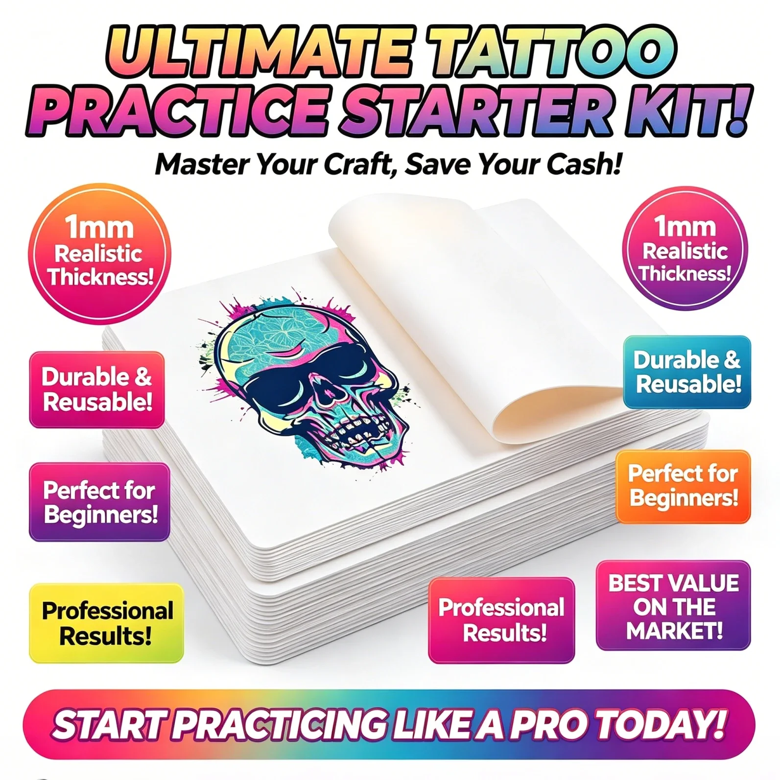 White Tattoo Practice Skin 1MM Silicone Fake Skin Microblading Eyebrow Tattoo Training Skin Permanent Makeup Tattoo Supply