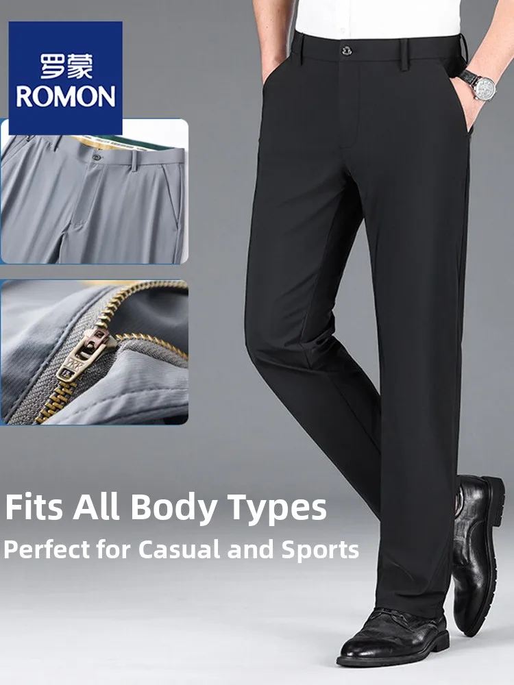 

Ln High Elastic Ice Silk Men's Summer Casual Pants Breathable Milk Silk Cheered Long Trousers Faionable Straight Leg J...