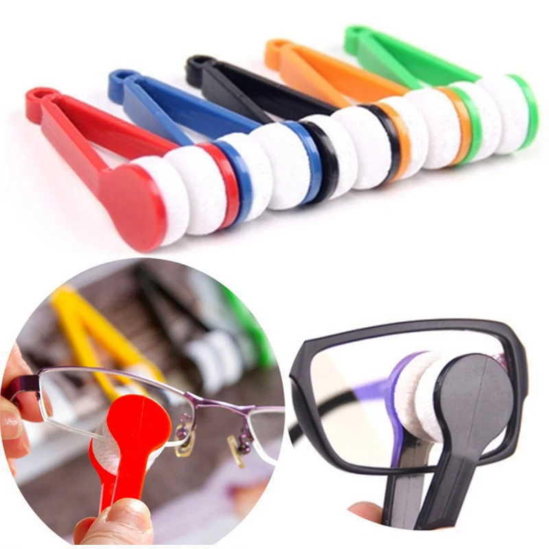 1 Pack Portable Multifunctional Glasses Cleaner Wipe Glasses Sunglasses Glasses Microfiber Cleaning Brush