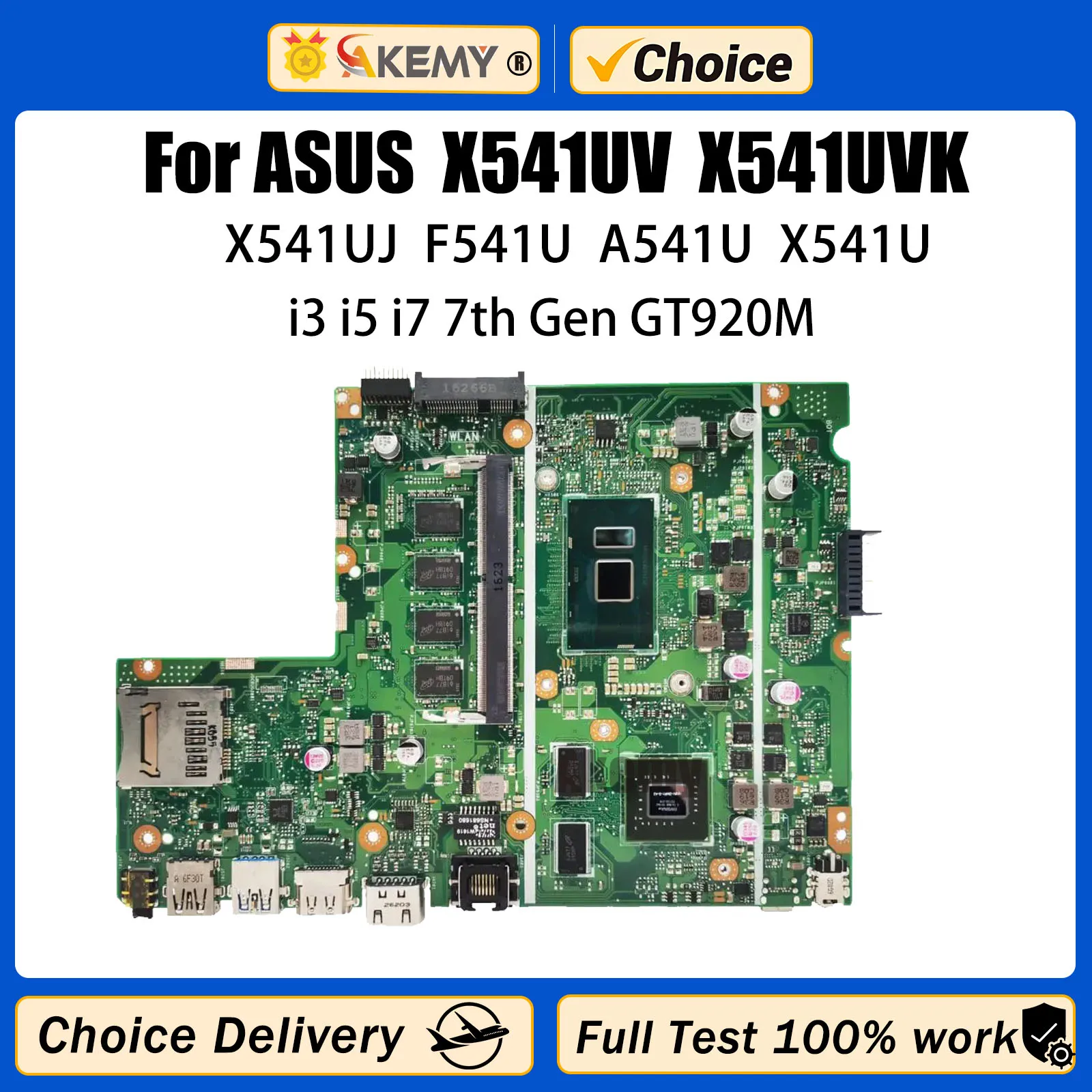 

AKEMY X541UV Laptop Motherboard For ASUS X541UJ X541UVK X541U F541U A541U Mainboard I3 I5 I7 CPU GT920M 4GB/8GB-RAM MAIN BOARD