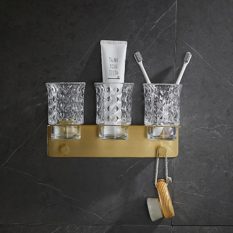 

Прямоугольные аксессуары с 3 отделениями для хранения из нержавеющей стали, 3 чашки, держатель для зубных щеток для настенного монтажа