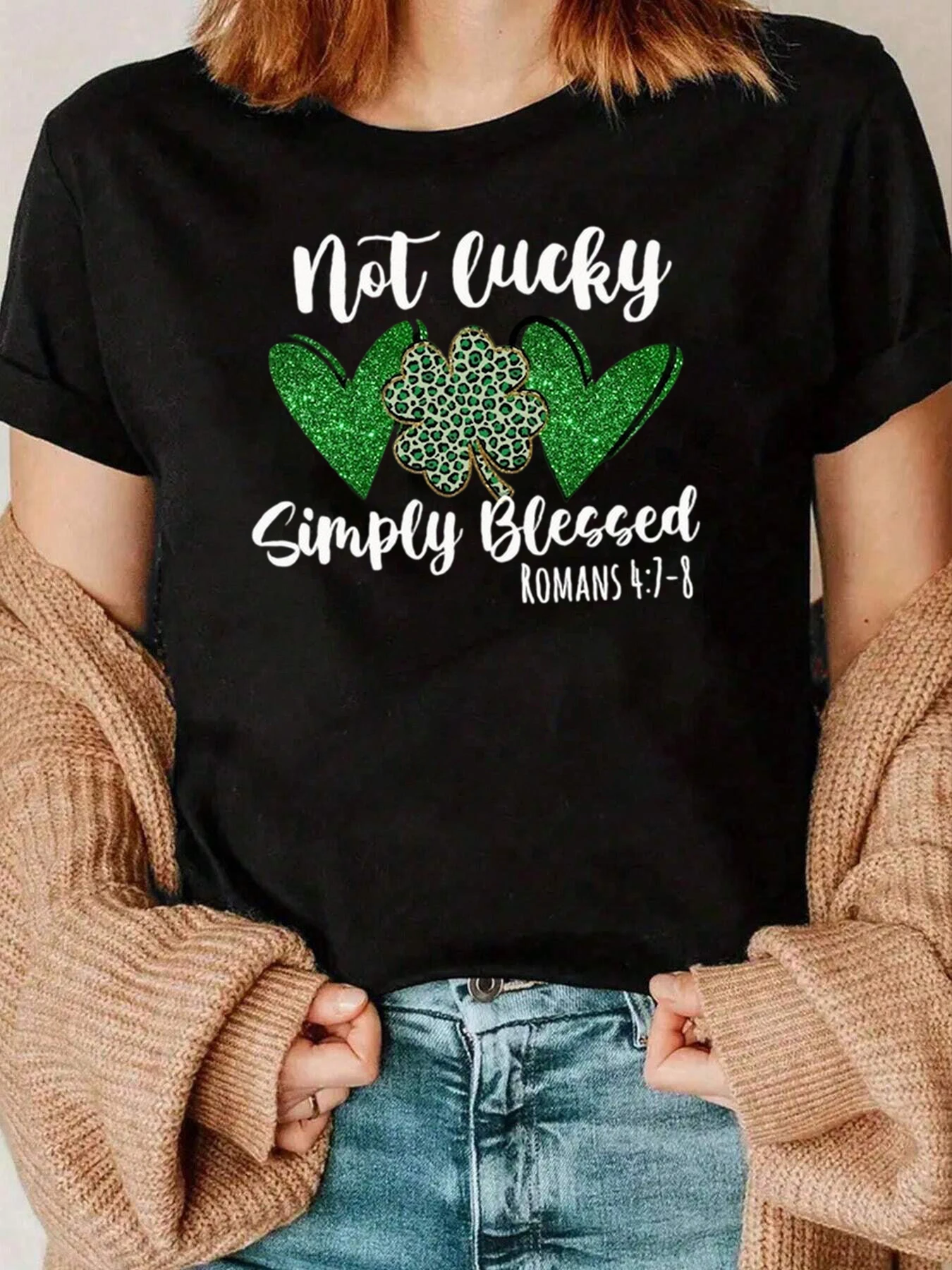 Not Lucky Simply Blessed シャツ 聖パトリックデー Tシャツ カジュアルウェア レディース 220g