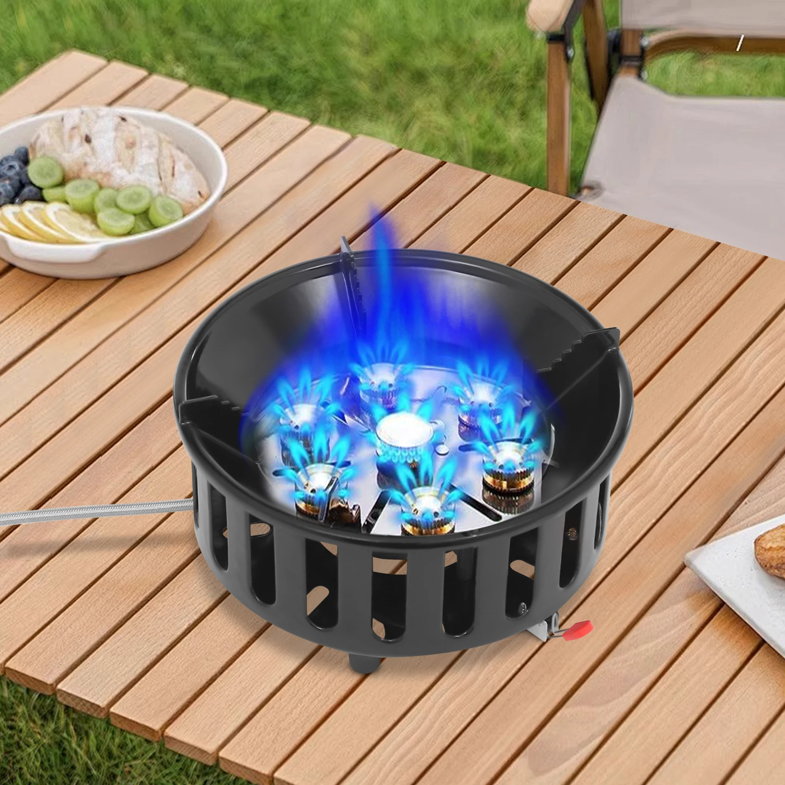 

Portable Camping Stove with 3 Gas Adapters, Windproof Burner, 72000 BTU - Compact & Lightweight for Backpacking, Hiking