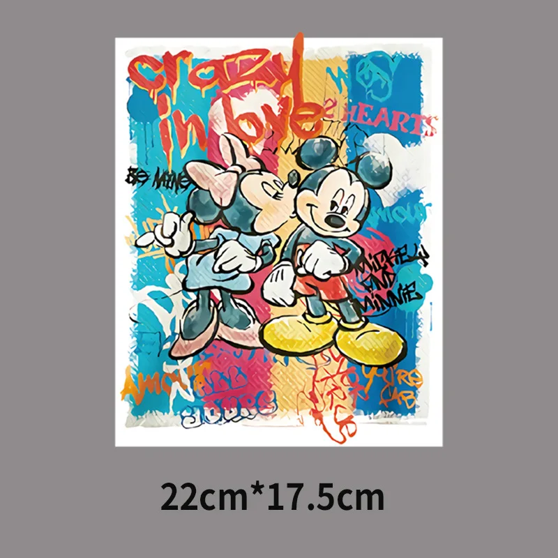 Disney Mickey Minnie Mouse Goofy Patches Clothing Heat Transfer Stickers Iron on T-Shirt Patches for Clothes Kids Kawaii Custom