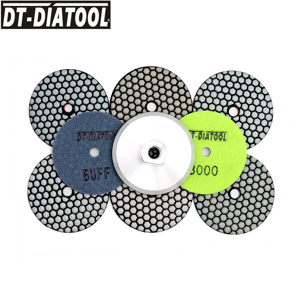 

DT-DIATOOL 9pcs/set Dia 4"/100mm Flexible Diamond Dry Polishing Pads Granite Resin Marble Bond Sanding Disc For Granite Marble