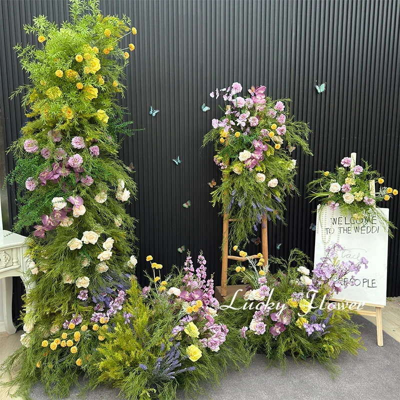

Monet Garden Style Artificial Flower Row Greenery Arrangemnt Wedding Decoration Road Lead Flower Ball Floral Backdrop Decor
