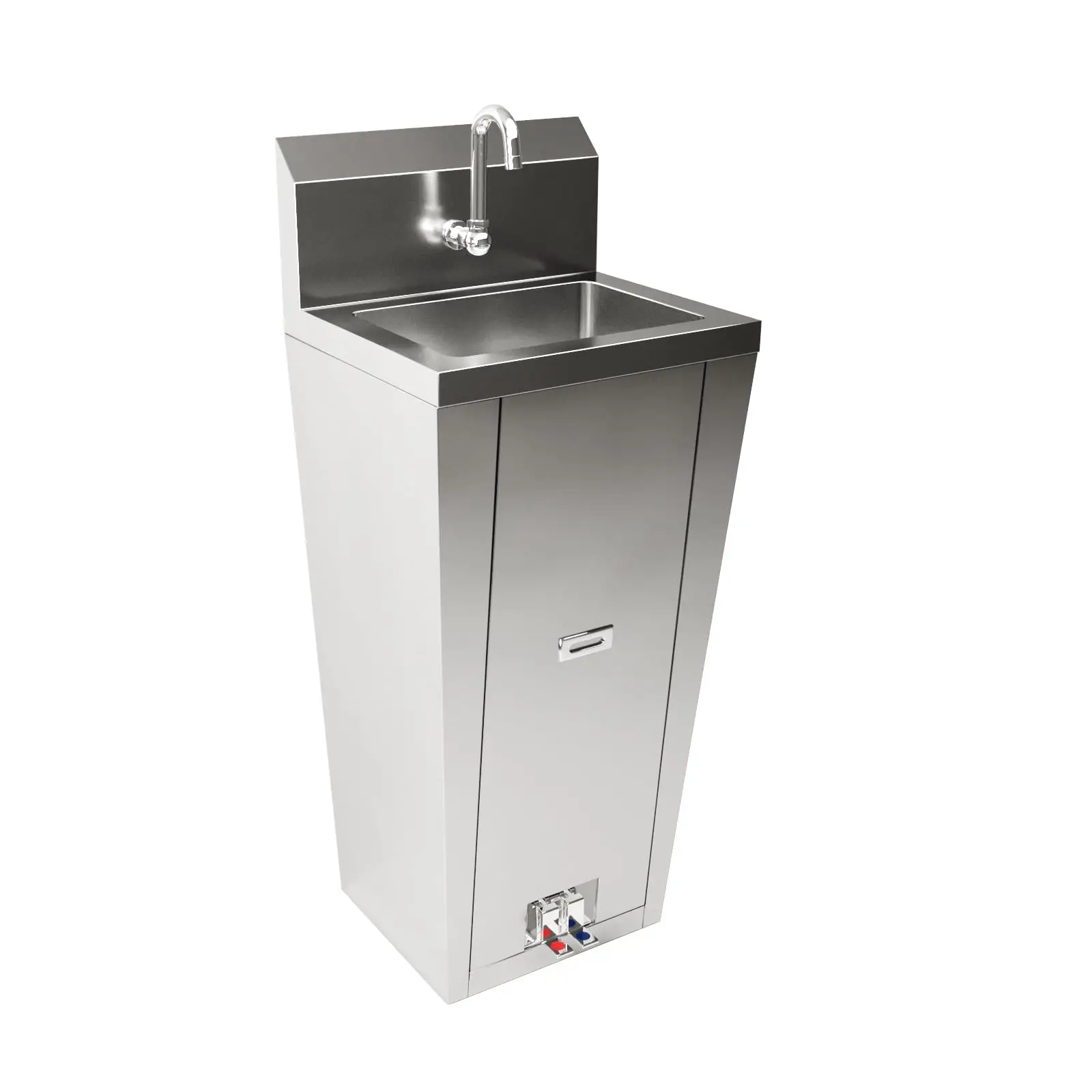 Hands-Free Stainless Steel Pedestal Hand Sink with Foot Pedal and Faucet