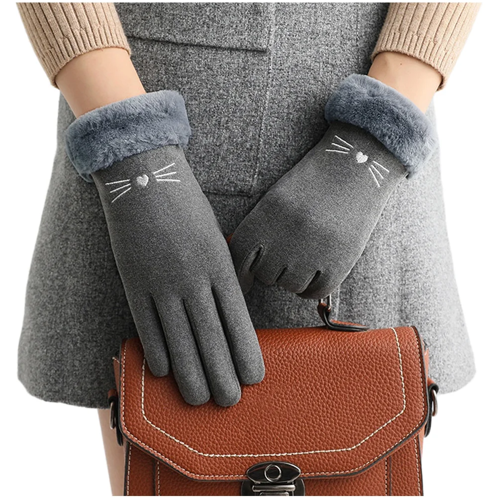 Winter cycling gloves with thick plush fleece lining windproof and coldproof design for outdoor sports and casual use