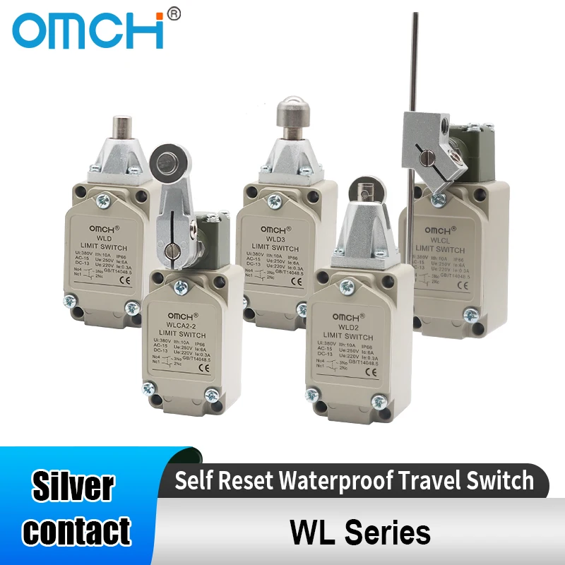 

OMCH 1 шт. промышленная машина серебряный контакт самосброс водонепроницаемый дорожный переключатель серии WL мгновенный ограничительный выключатель отскока