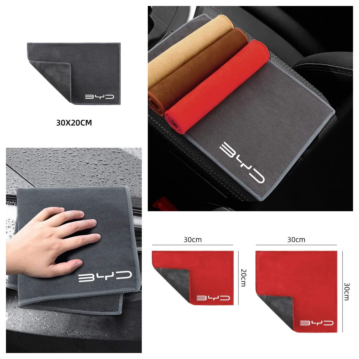 Soft Microfiber Vehicle Cleaning Cloth Car Wash Towel For BYD Atto 3 Yuan Song Seal Dolphin Han Tang Car Interior Exterior Clean