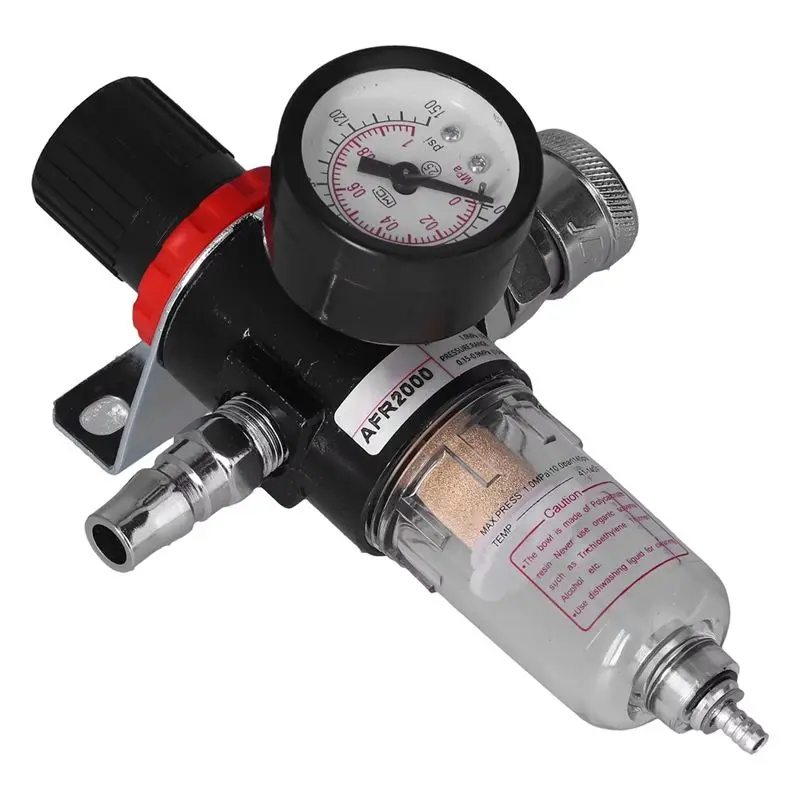 

ABFS Pressure Gauge Equipped AFR2000 1/4In Air Compressor Moisture Filter Water Oil Separator Regulator