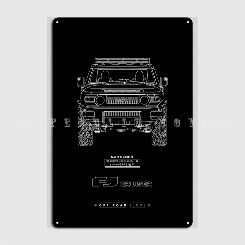 Fj Cruiser Bw Poster Metal Plaque Wall Mural Bar Cave Create Wall Plaque Tin Sign Poster