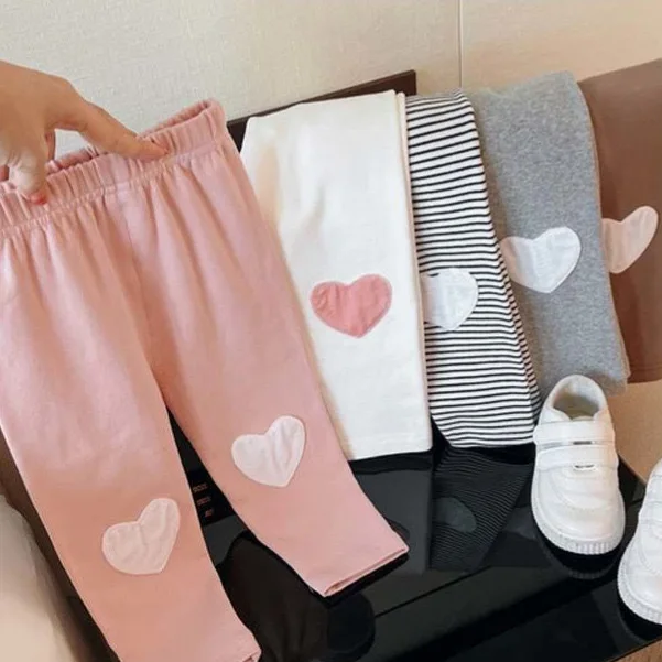 

2025 Autumn New Baby Soft Cotton Leggings Girl Toddler Basic Solid Knitted Trousers Mouth Skinny Pants Baby Clothing
