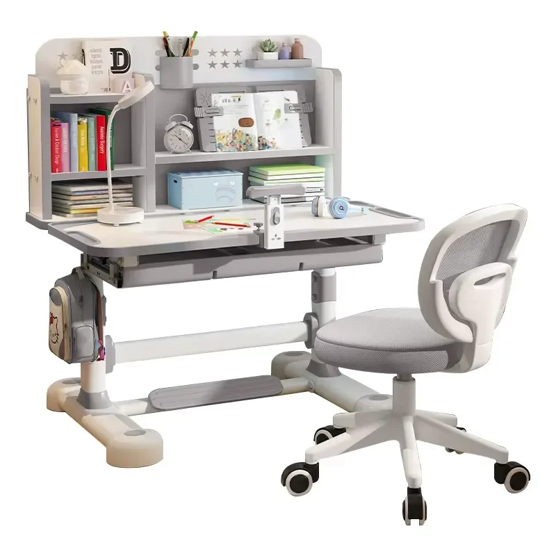 Adjustable Kids Study Desk and Chair Set Ergonomic Student Writing Table for Children Home Learning Furniture