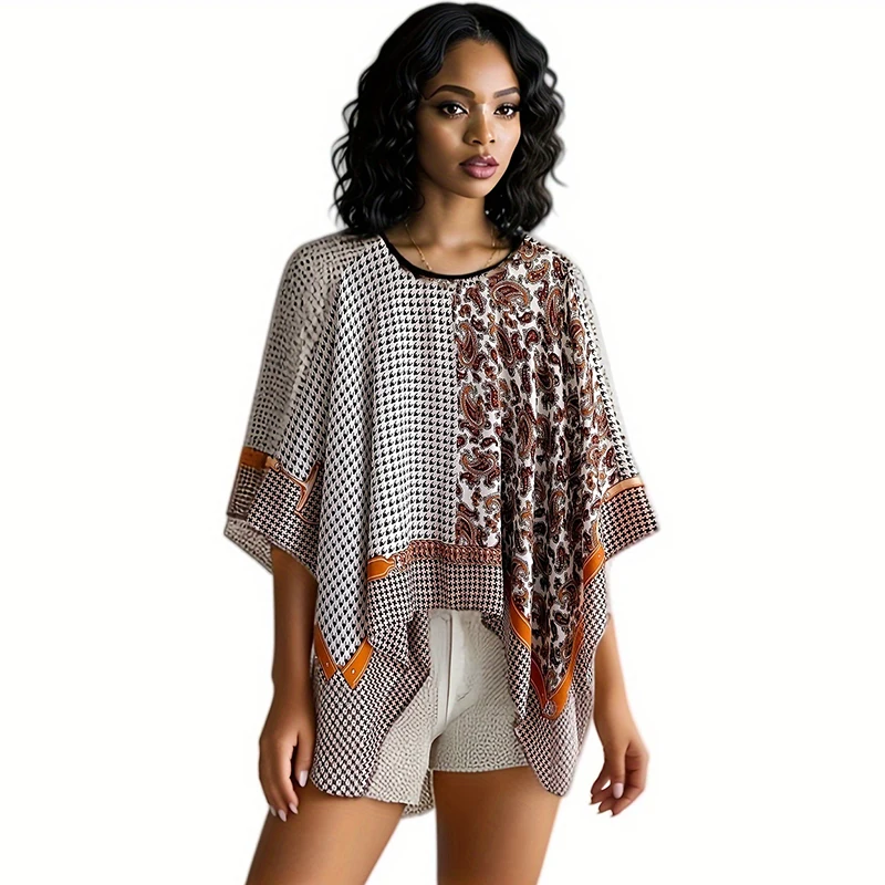 2024 Poncho Pullover Shawl Sun Protection Scarf New Versatile Scarf Paired With Women\'s Loose Summer Sunscreen Leisure Clothing