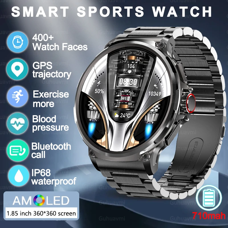 2024 GPS Tracker  HD Bluetooth Call Men IP68 Waterproof Smart Watches Blood Oxygen 710mAh Battery Fitness 100+sport Modes Watch