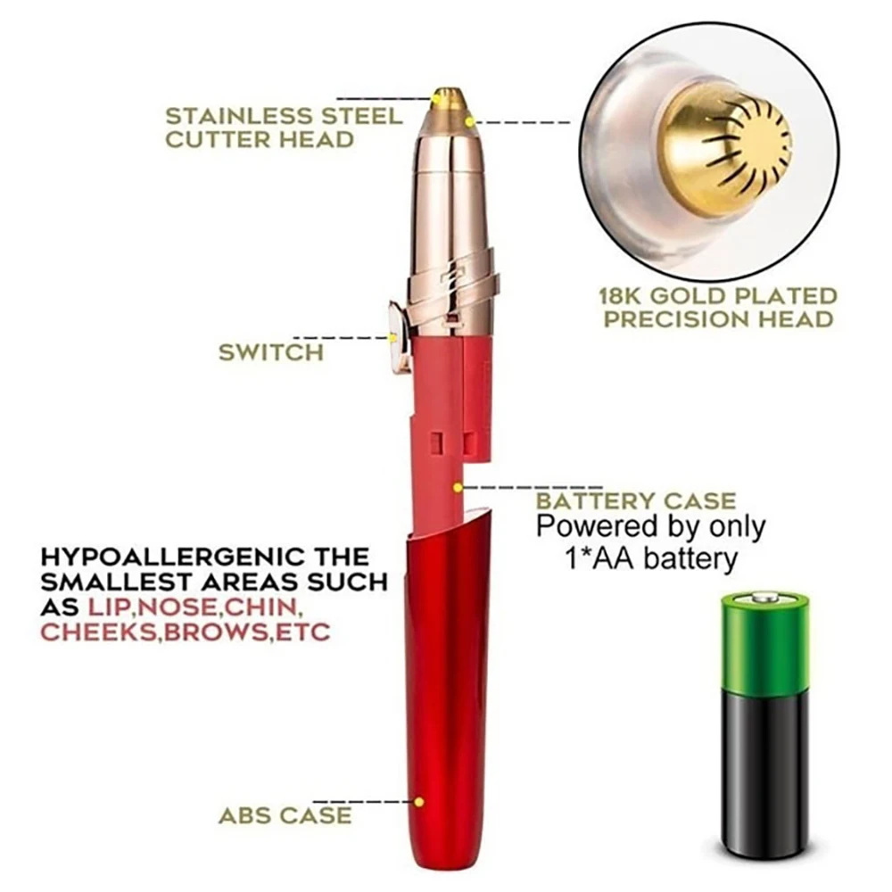 Beauty Electric Eyebrow Trimmer Painless Eye Brow Epilator Mini Shaver Razors Portable Facial Hair Remover For Women-Black
