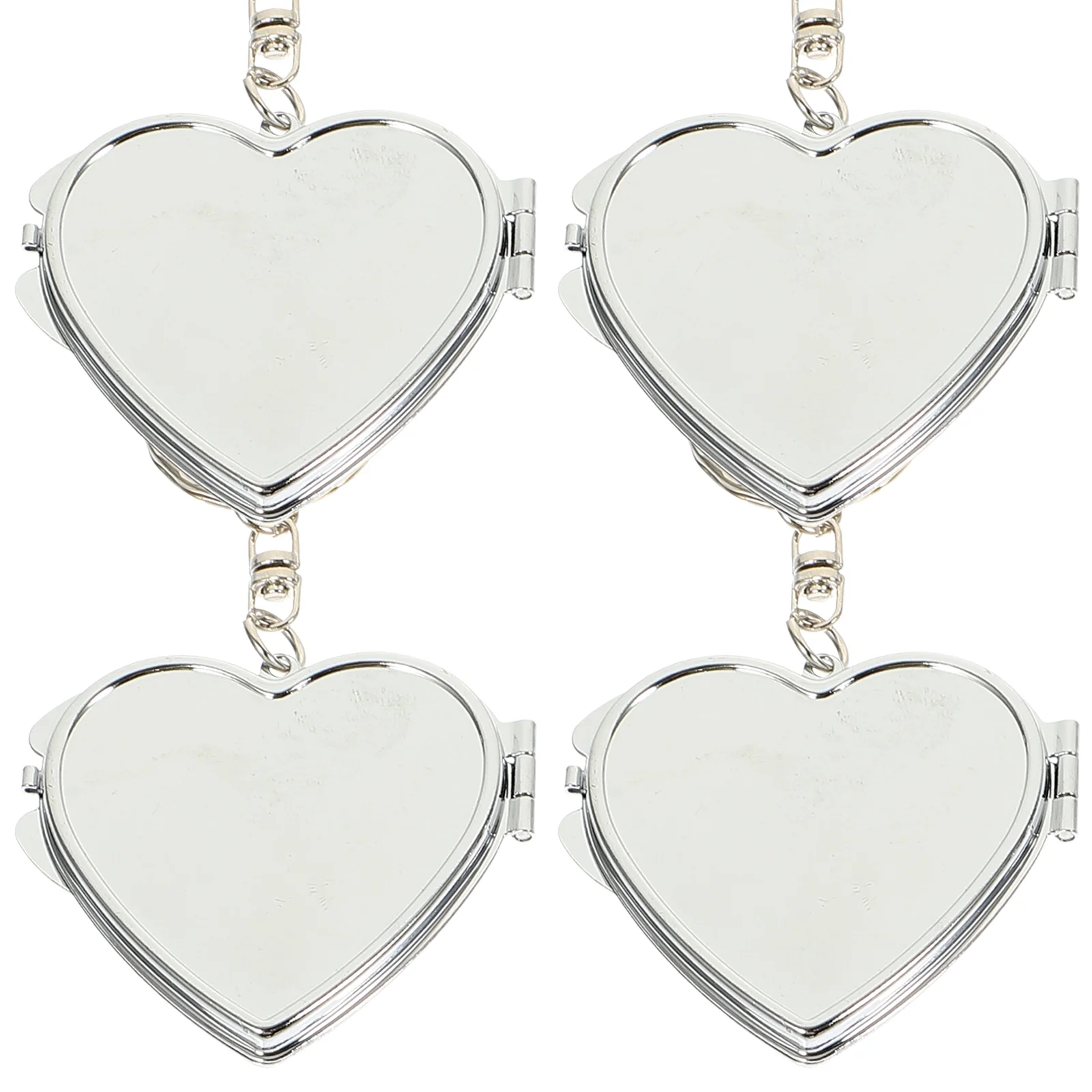 4 pezzi portachiavi specchio per il trucco ciondolo portachiavi pieghevole tasca a forma di cuore forniture fai da te mini decorazione in metallo alluminio Haning argento