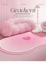 VIKAMA Ins Pink Gradient Love Living Room Crystal Velvet Carpet Advanced Lovely Bedroom Bed Soilproof Carpet Home Decoration