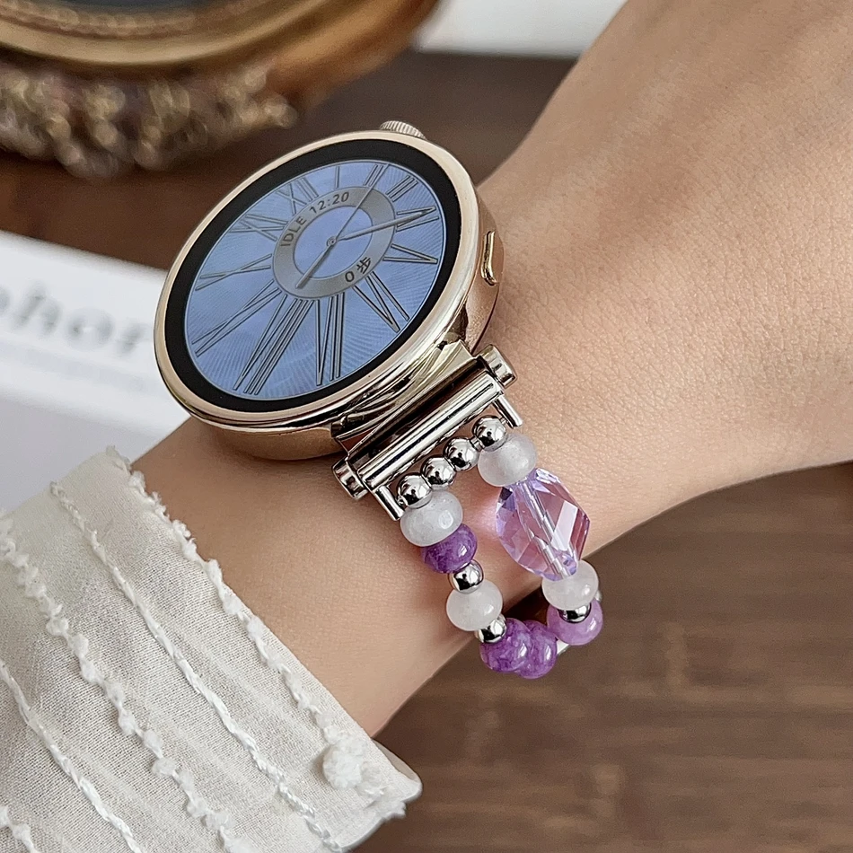 Natural Crystal Jewelry Watchband for Samsung Galaxy Watch 8 Ultra 7 6 5 4 44/40/47mm Huawei GT5 Pro 42/46mm 18 20 22mm Straps
