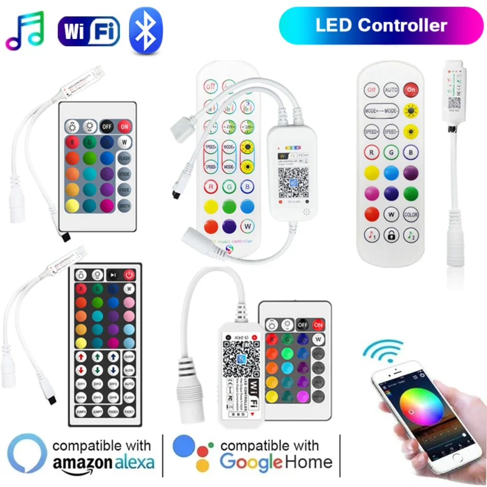 LED Controller RGB RGBW Wifi Controller 44key 24Keys DC12V IR Remote Dimmer Controller for 5050 2835 LED Strip Lights Rgbic