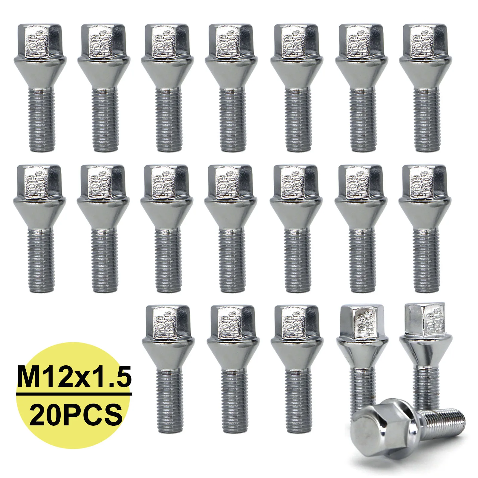 20x Alloy Car Accessories Wheel Bolt Lug Nut Stud M12x1.5x26 17mm Hex For BMW 3-Series E21 E30 E36 E46 E90 E91 E92 E93 1975-2012