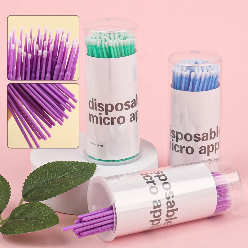 100 個まつげクリーニングブラシラッシュエクステンションマイクロ Bruhes 個別まつげマイクロブラシ美容メイククリーンリムーバーツール