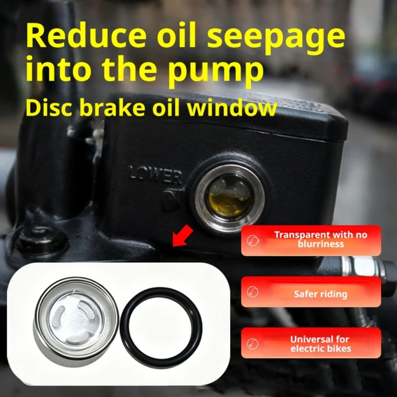 Brake Fluid Sight Glass Repair Kit for Motorcycles, 10-Piece Clear Inspection Parts with Rubber Gasket Pieces for Garage Use